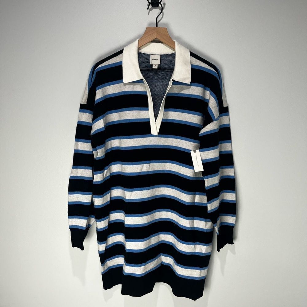 By Anthropologie Maeve Color Block Mini Sweater Dress M NWT
